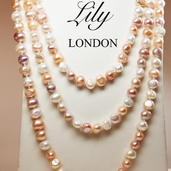Iris & Lily London Pearl Necklace in Peaches & Cream ~ Baroque Style by 62”L NWT - Picture 9 of 16